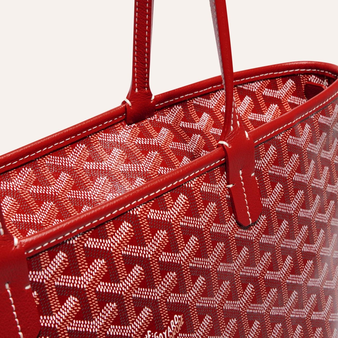 Goyard Goyardine Artois Tote PM Red Canvas & Chevroches Calfskin Palladium Hardware - Image 3
